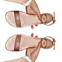 Sandalias Planas Casuales con Detalles de Brillo para Mujer