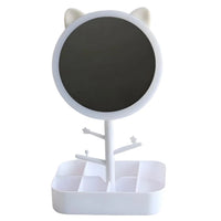 Espejo de Maquillaje de Mesa con Diseño de Gato y Rotación de 360 Grados