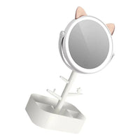 Espejo de Maquillaje de Mesa con Diseño de Gato y Rotación de 360 Grados