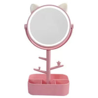 Espejo de Maquillaje de Mesa con Diseño de Gato y Rotación de 360 Grados