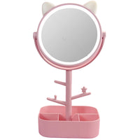 Espejo de Maquillaje de Mesa con Diseño de Gato y Rotación de 360 Grados