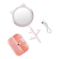 Espejo de Maquillaje de Mesa con Diseño de Gato y Rotación de 360 Grados