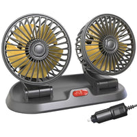 Ventilador de Doble Cabeza Giratoria de 12V para Carro