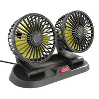 Ventilador de Doble Cabeza Giratoria de 12V para Carro